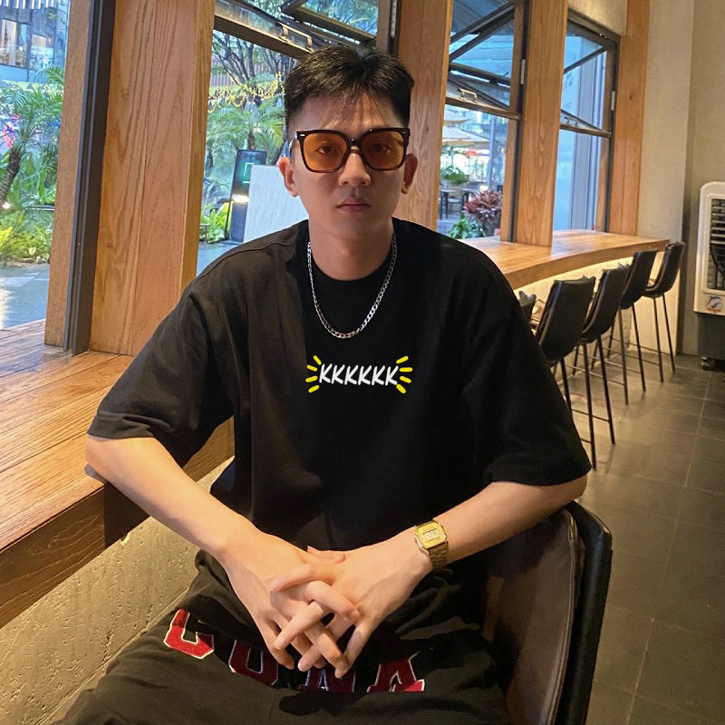 2023 Summer Cotton Men's Oversize Letter Print T-Shirt